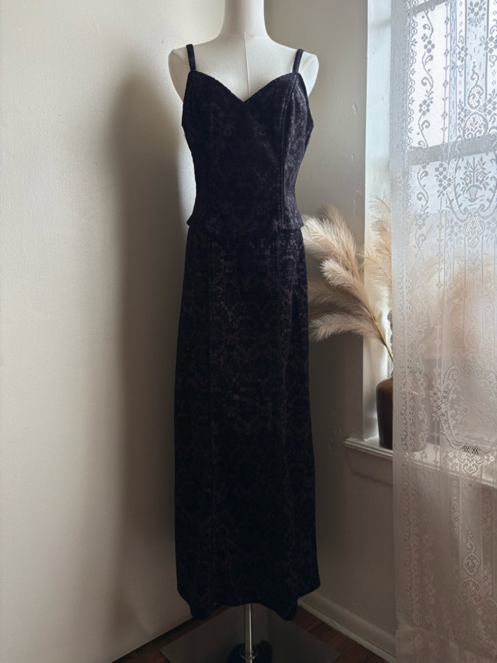 lip service y2k quoth of raven corset and‎ dress damask print set